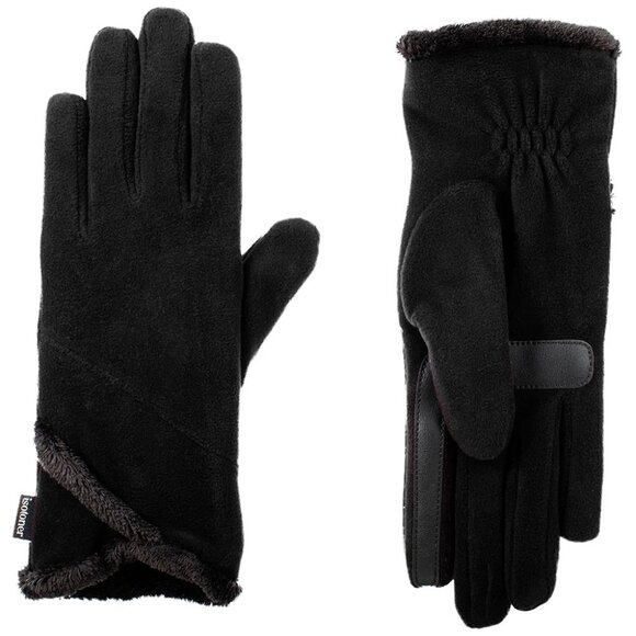 isotoner SmartDri Fleece Gloves W/ Overlap Wrist Microluxe - A30749 (Black, O/S) - Picture 1 of 1